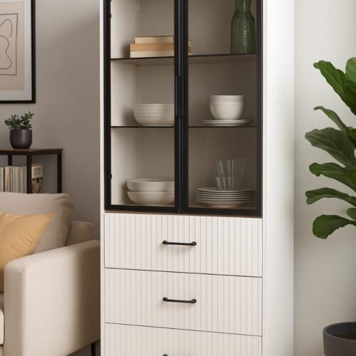 MEUBLE EN BOIS LOURD – STYLE BIBLIOTHEQUE