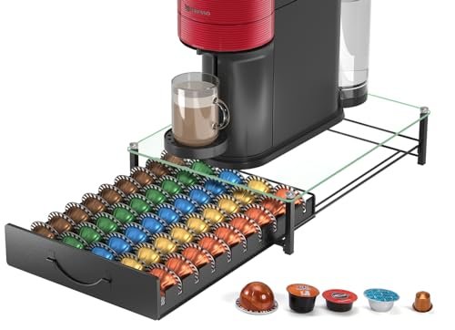 PORTE DOSETTES – TIROIR ORGANISEUR MULTICAPSULES - 50 CAPSULES NESPRESSO VERTUO OU DOLCE GUSTO