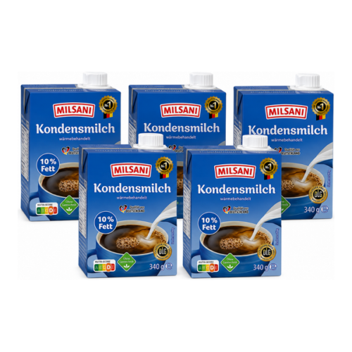 Pack de 5 briques de lait concentré Milsani Kondensmilch – 10 % de matières grasses