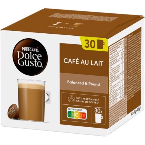 PAQUET DE 30 CAPSULES NESCAFE DOLCE GUSTO CAFÉ AU LAIT