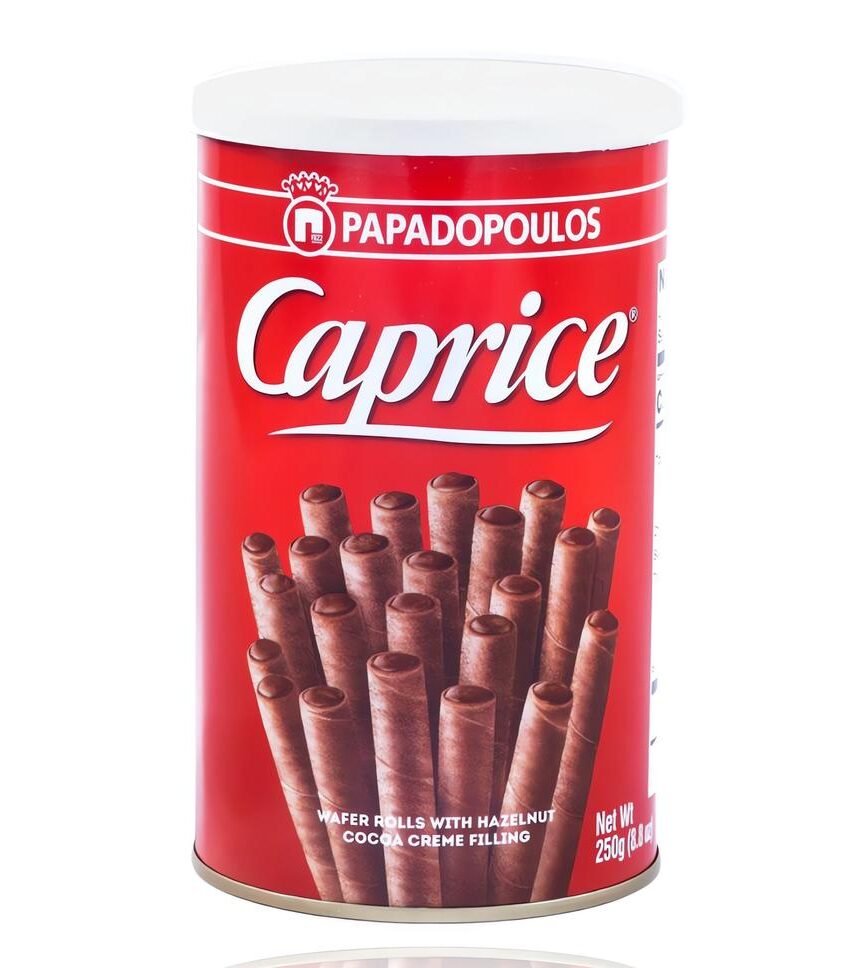 PAPADOPOULOS CAPRICE GAUFFRETTES ROULEES PRALINE - NOISETTE ET CACAO - 250 G